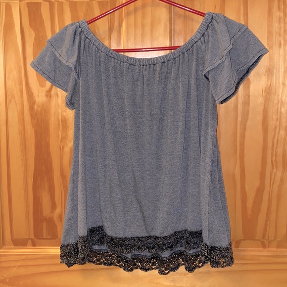 Off the shoulder grey top - Picture 2 of 3